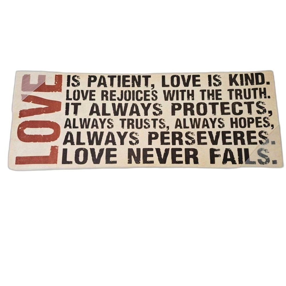 Louise Carey Love is Patient Love is Kind Canvas Wall Art Scripture Sign 24x10